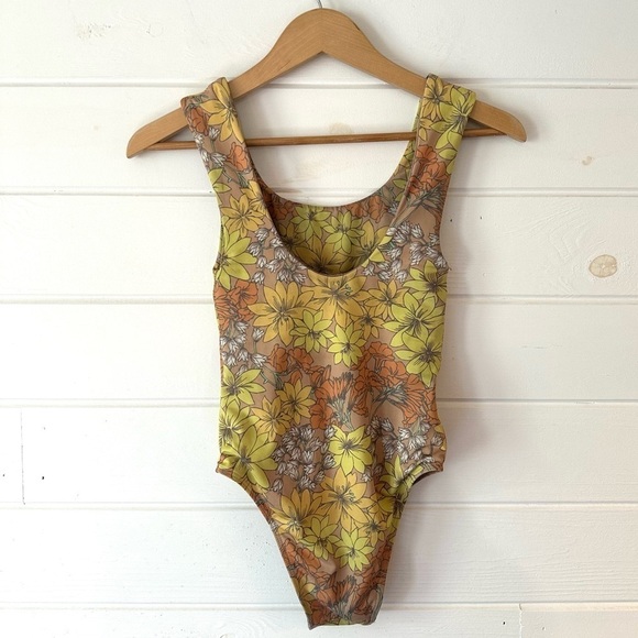 Seea Agra Neo Boho Retro Floral Scoop Neck Cheeky One Piece Bathing Suit Sz XS - Picture 10 of 13